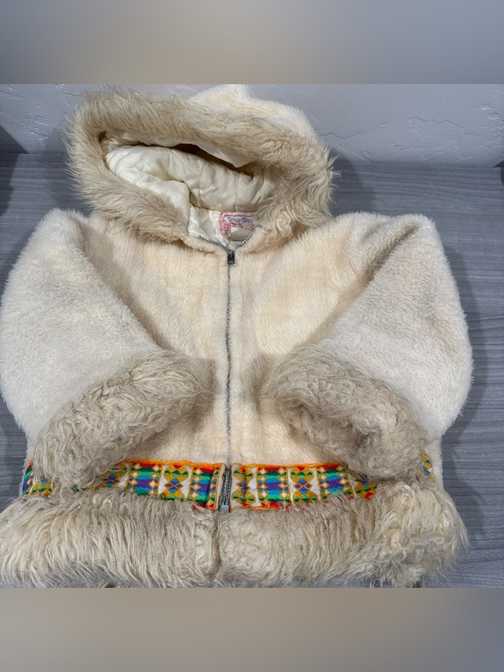 Vintage Sno-Set By Wonderalls 4T Cream Fur Indian Eskimo Toddler Warm Coat